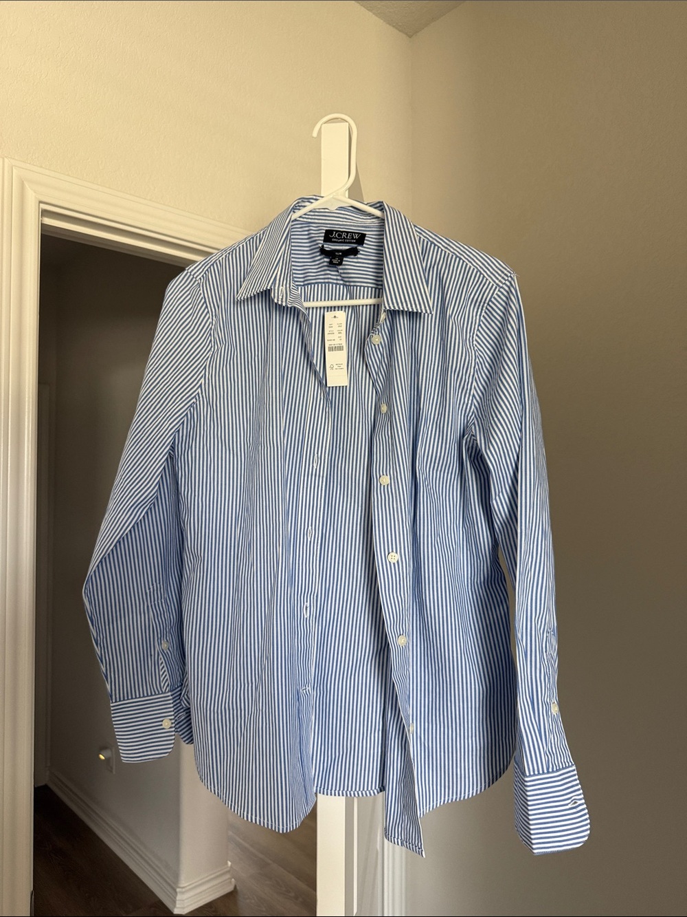 NWT J. Crew Blue and White Striped Button-Down Shirt